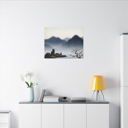 Mountain Mist Karesansui Canvas Art | Contemplative Zen Art