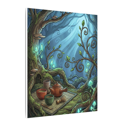 Spring Tea Ceremony Forest Whimsy Canvas Art | Cozy Decor