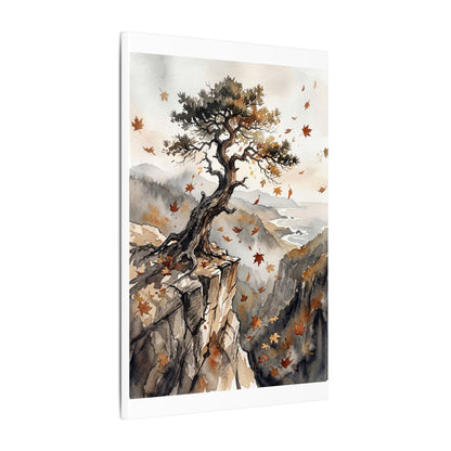 Autumn Pine Tree Watercolor Canvas Art | Warm Decor