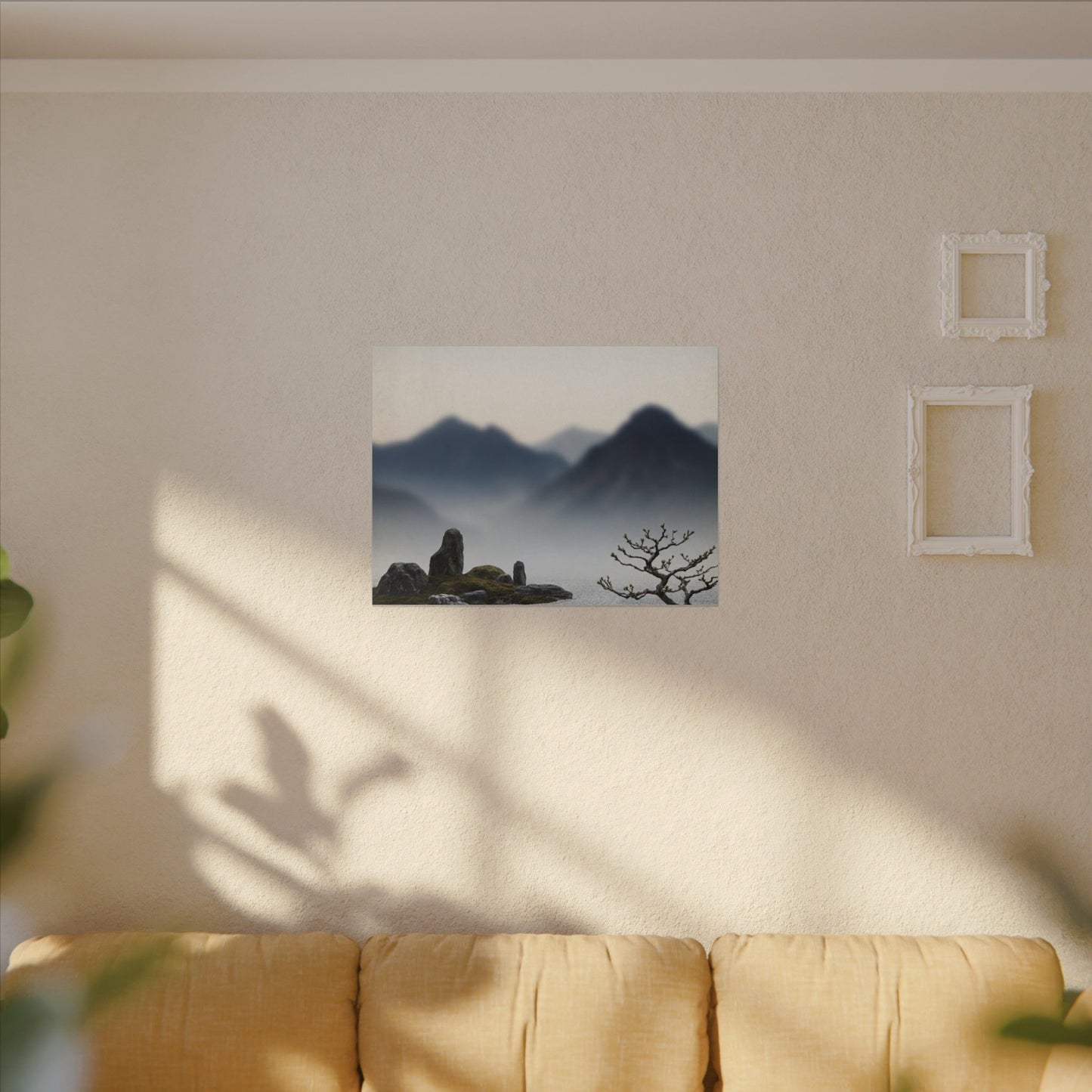 Mountain Mist Karesansui Canvas Art | Contemplative Zen Art