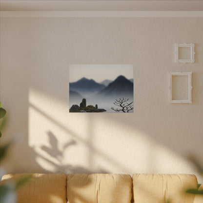 Mountain Mist Karesansui Canvas Art | Contemplative Zen Art