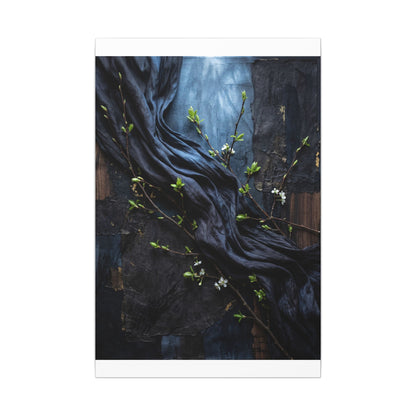 Spring Silk Drape Dark Texture Canvas Art | Atmospheric Decor