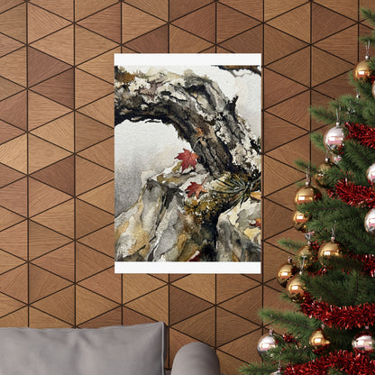 Autumn Pine Tree Watercolor Wall Art Print | Elegant Decor