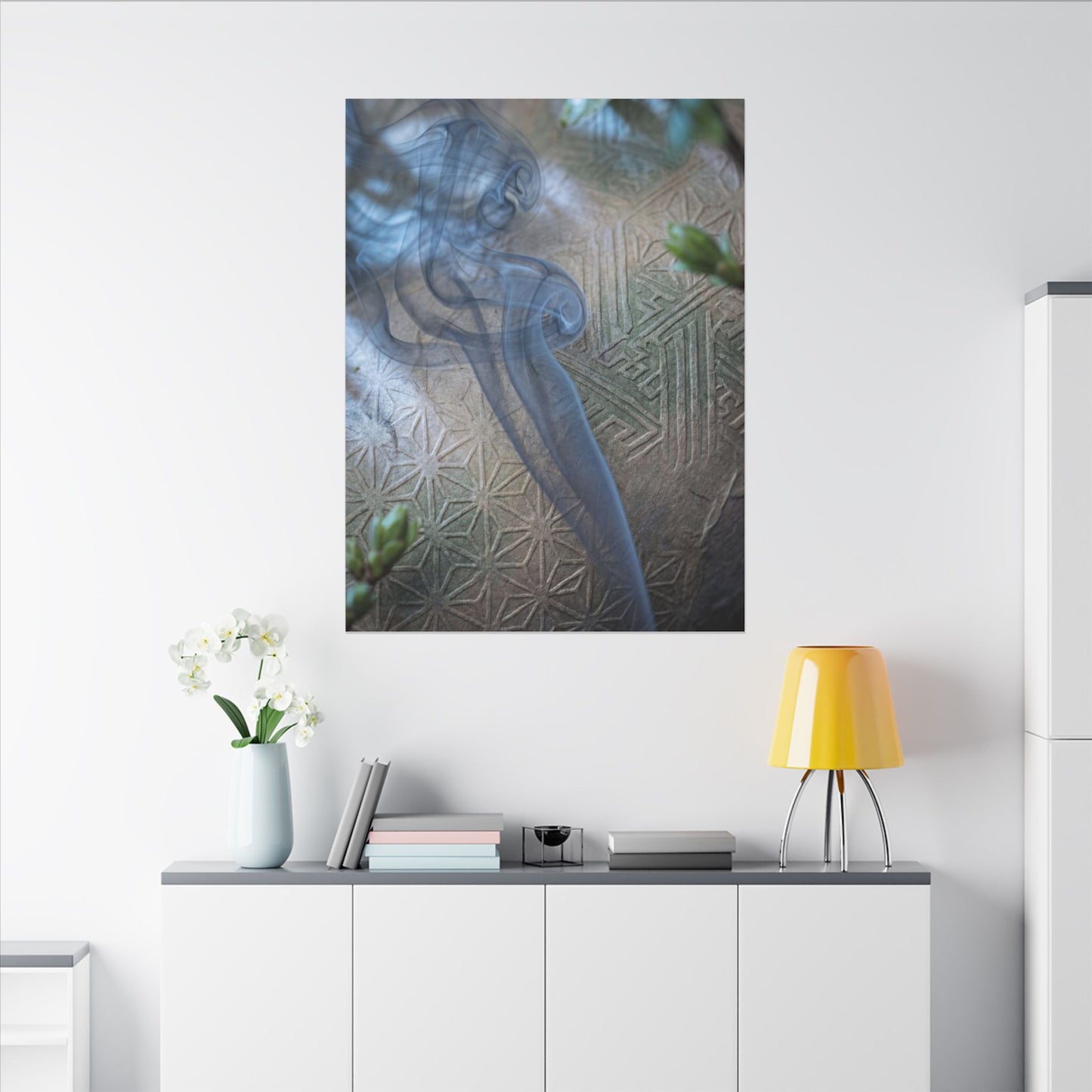 Spring Incense Smoke Japanese Pattern Canvas Art | Neutral Decor