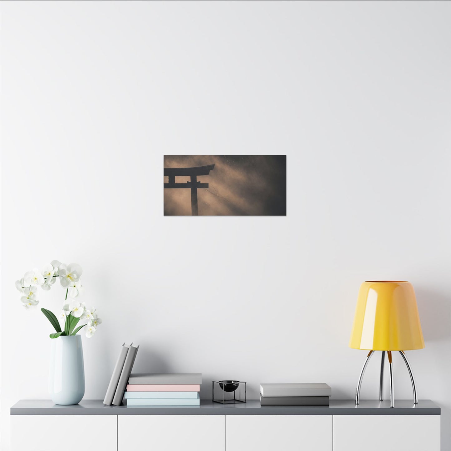 Torii Gate Shadow Zen Canvas Art | Bold Dark Japandi Art