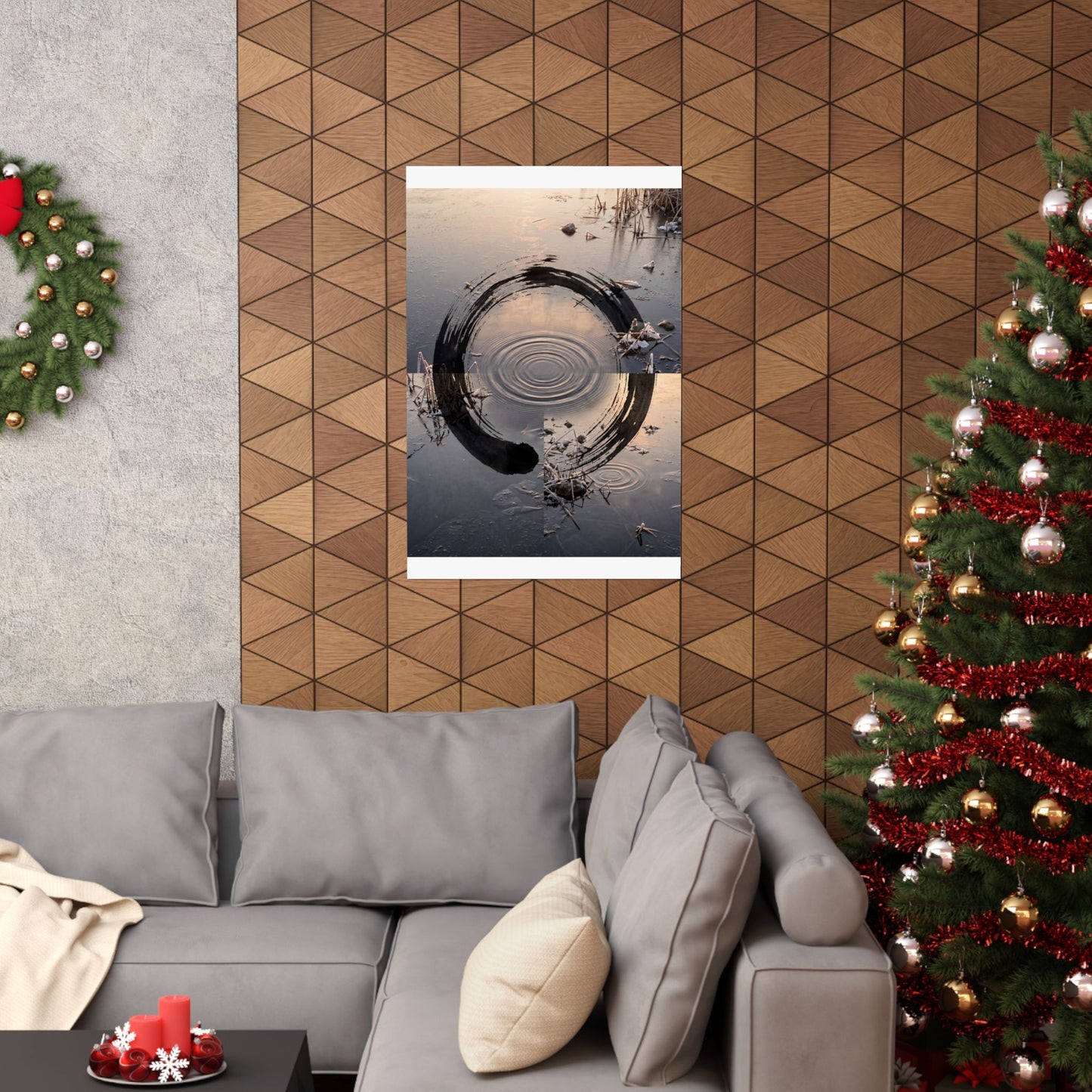 Water Ripple Winter Wall Art Print | Zen Contemplative Design