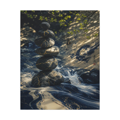 Kintsugi River Stones in Dappled | Broken Beauty Canvas Art