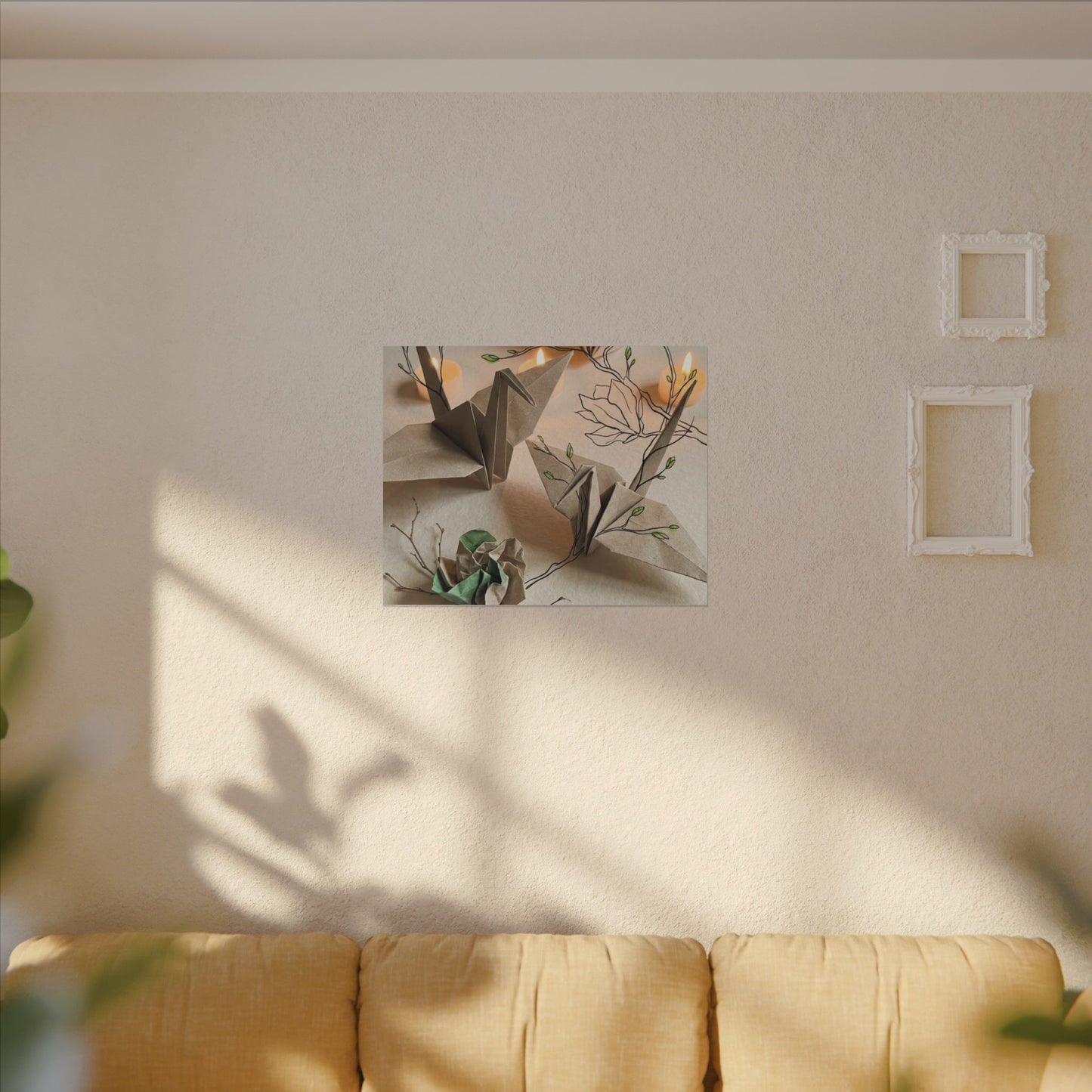 Paper Fold Spring Canvas Art | Japandi Earthy Design