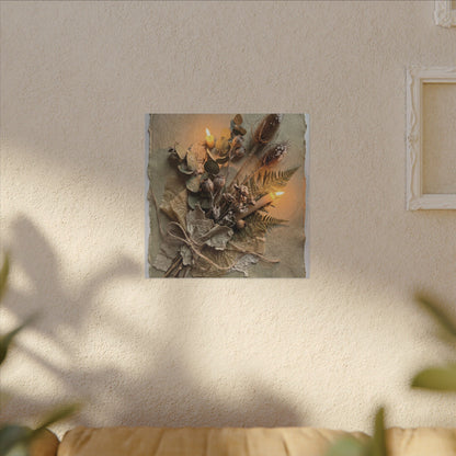 Dried Flowers Texture Canvas Art | Warm Japandi Art