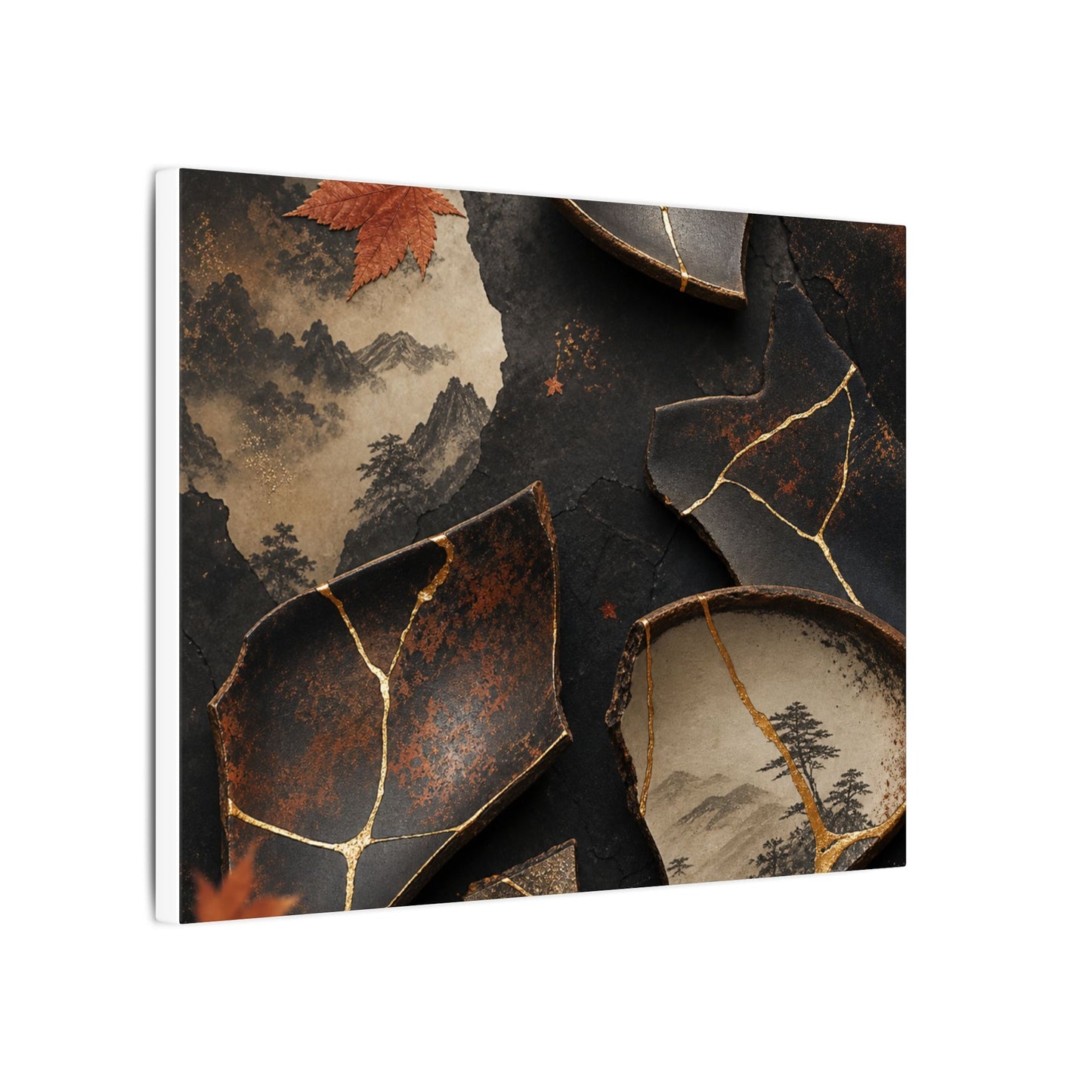 Broken Pottery Gold Vein Canvas Art | Philosophical Kintsugi Art