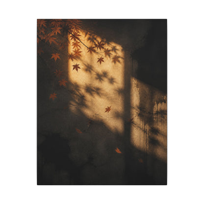 Shadow Play Canvas Art | Autumn Dark Japandi Charcoal Ink Art