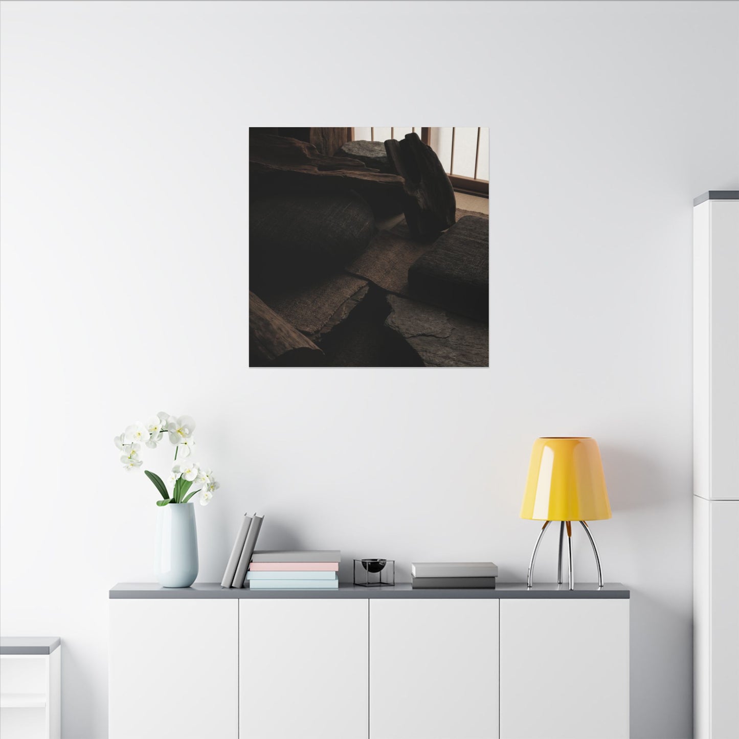 Dark Japandi Shadow Zen Canvas Art