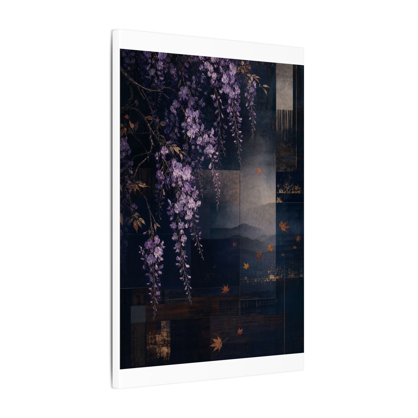 Dawn Wisteria Canvas Art - Dark Japandi Fukinsei