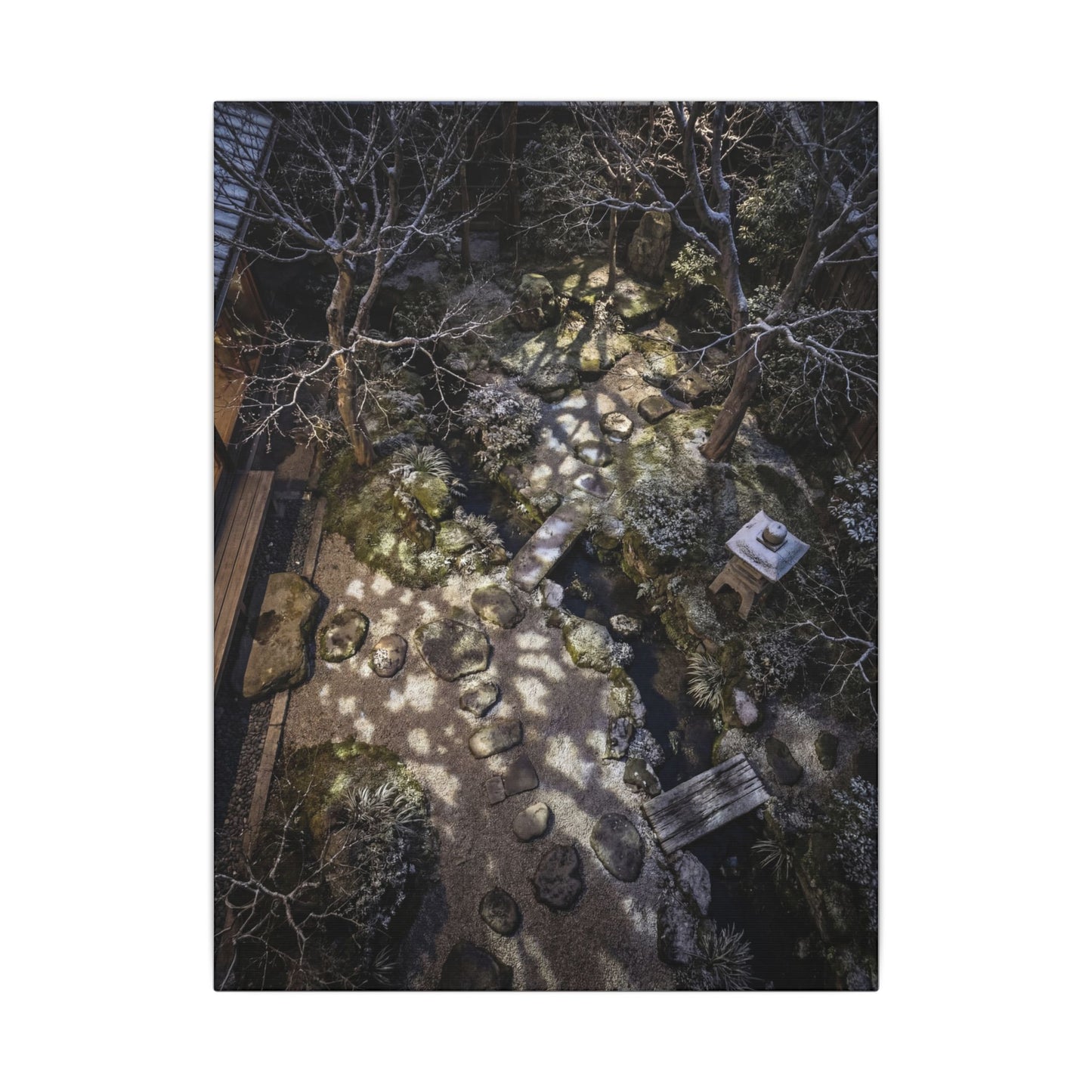 Moonlit Garden Japanese Pattern Canvas Art | Elegant Japandi Art