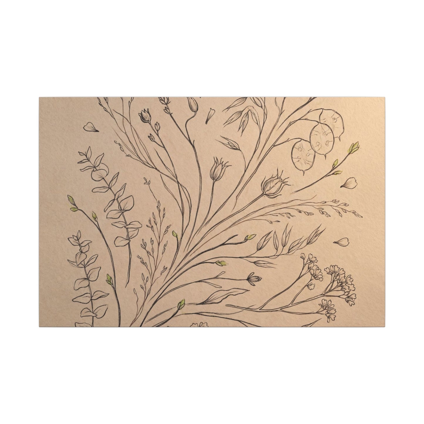 Dried Flowers Canvas Art | Spring Japandi Minimal Line Art Art Print
