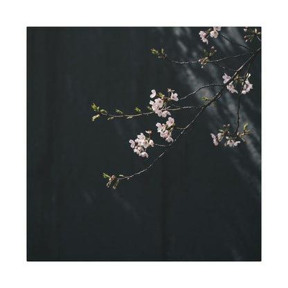Cherry Blossom Spring Canvas Art | Dark Japandi Sophisticated Design