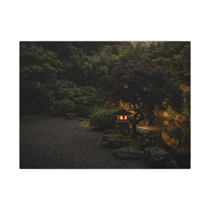 Dark Japandi Moonlit Garden in Golden Hour | Moody Minimal Canvas Art Art Print