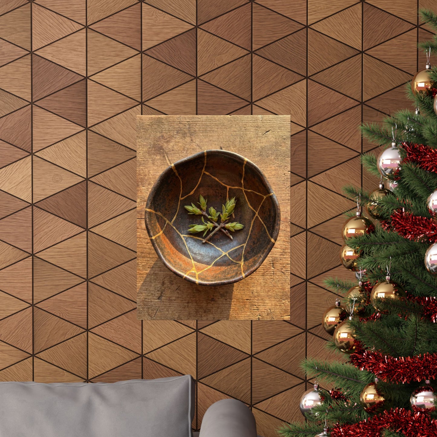 Golden Hour Ceramic Bowl Wall Art Print - Kintsugi Datsuzoku