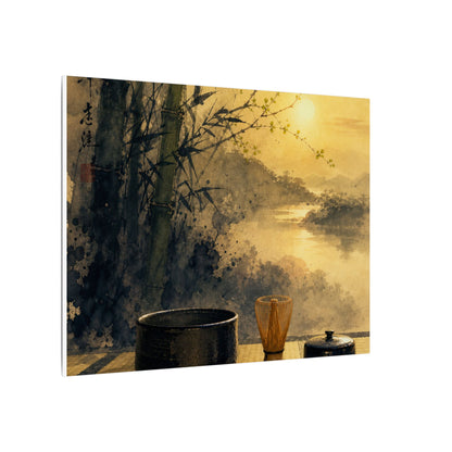 Tea Ceremony Sumi E Canvas Art | Contemplative Zen Art