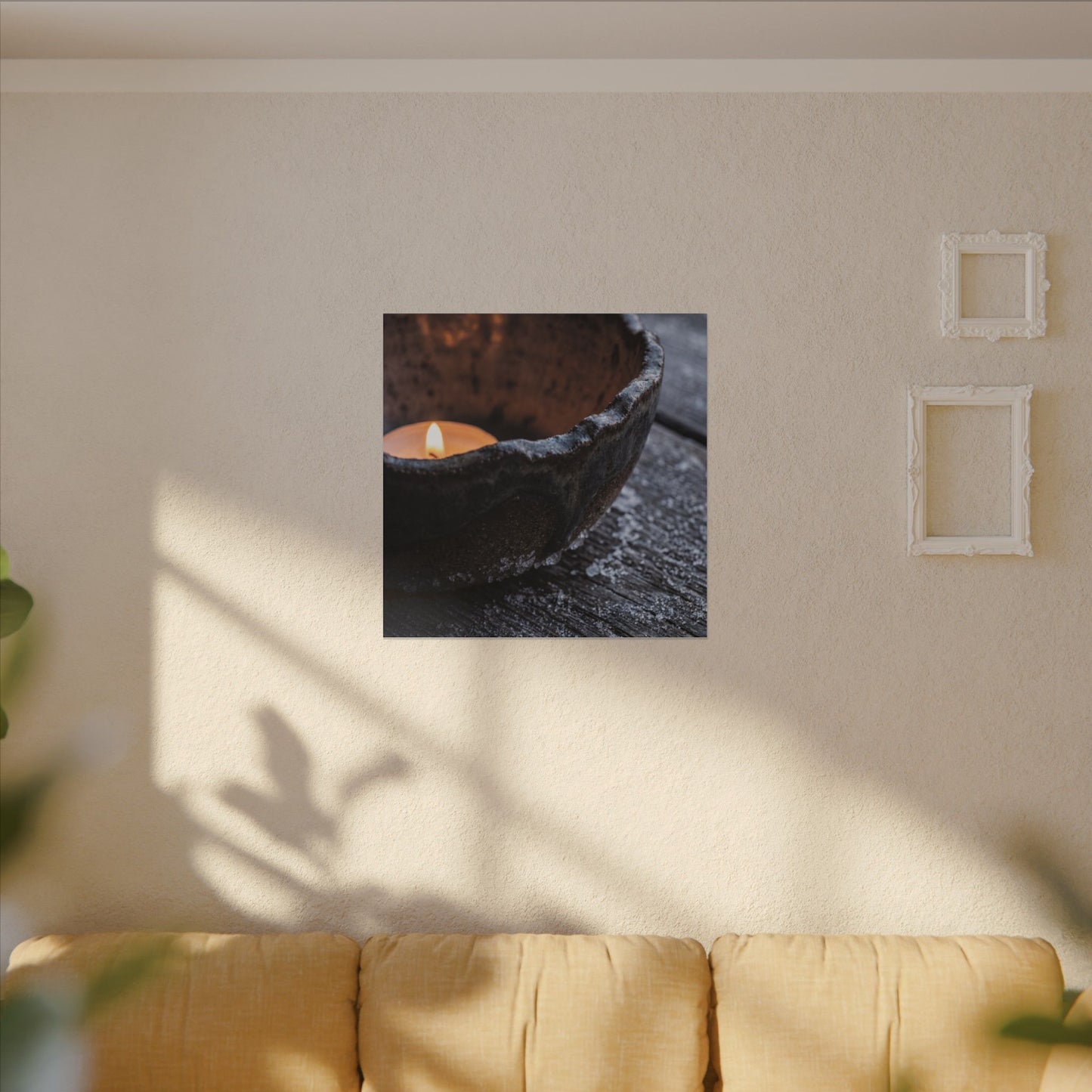 Atmospheric Ceramic Bowl Canvas Art - Moody Minimal Dark Japandi