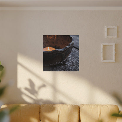 Atmospheric Ceramic Bowl Canvas Art - Moody Minimal Dark Japandi