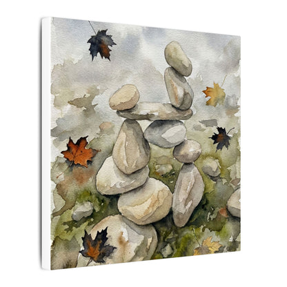 Overcast River Stones Canvas Art - Japandi Fukinsei