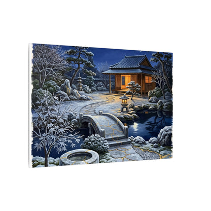 Moonlit Garden Winter Canvas Art | Kintsugi Artful Design