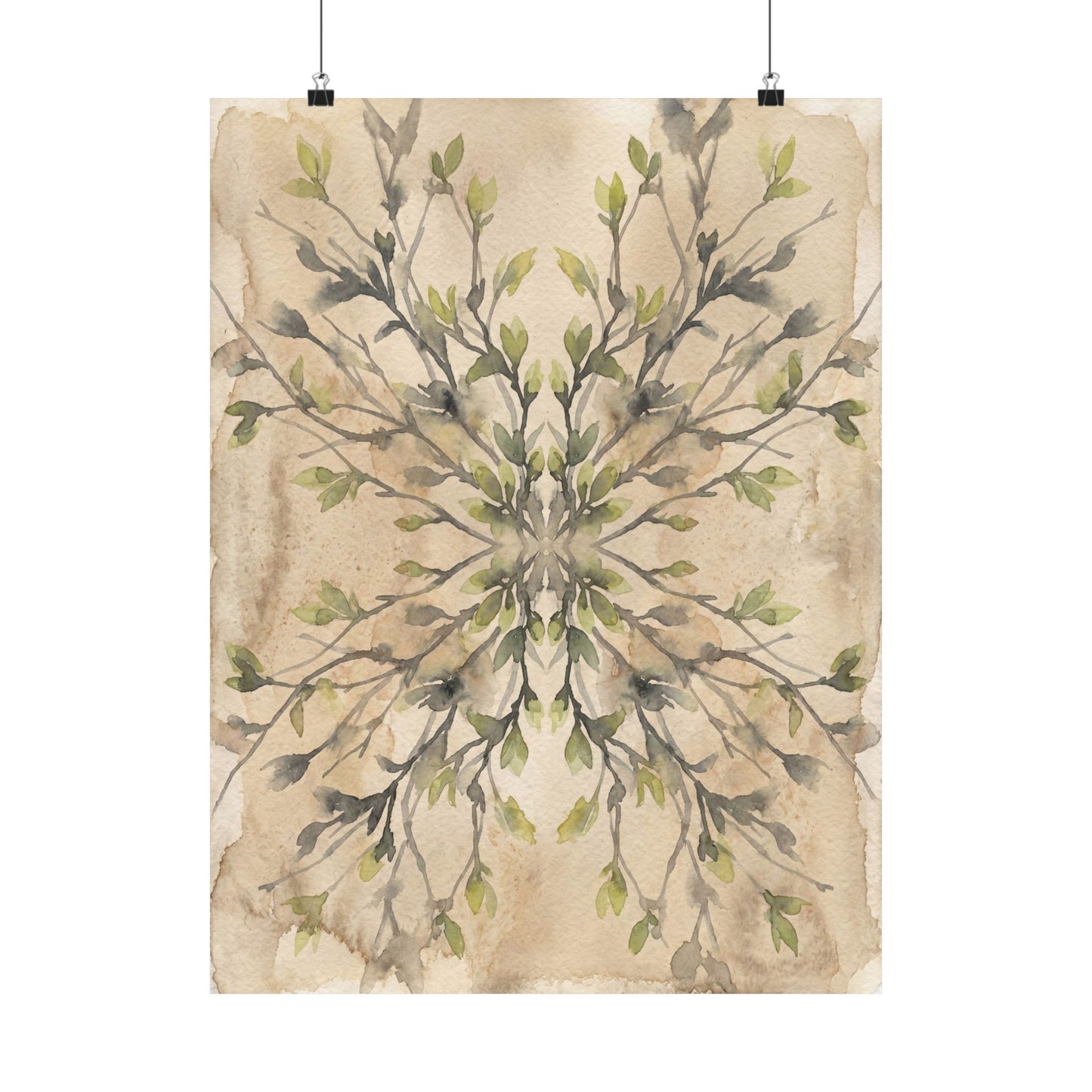 Shadow Play Watercolor Wall Art Print | Earthy Japandi Art