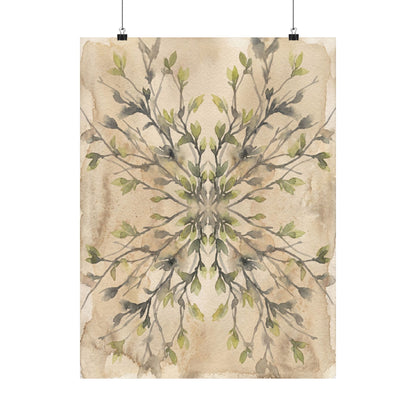 Shadow Play Watercolor Wall Art Print | Earthy Japandi Art