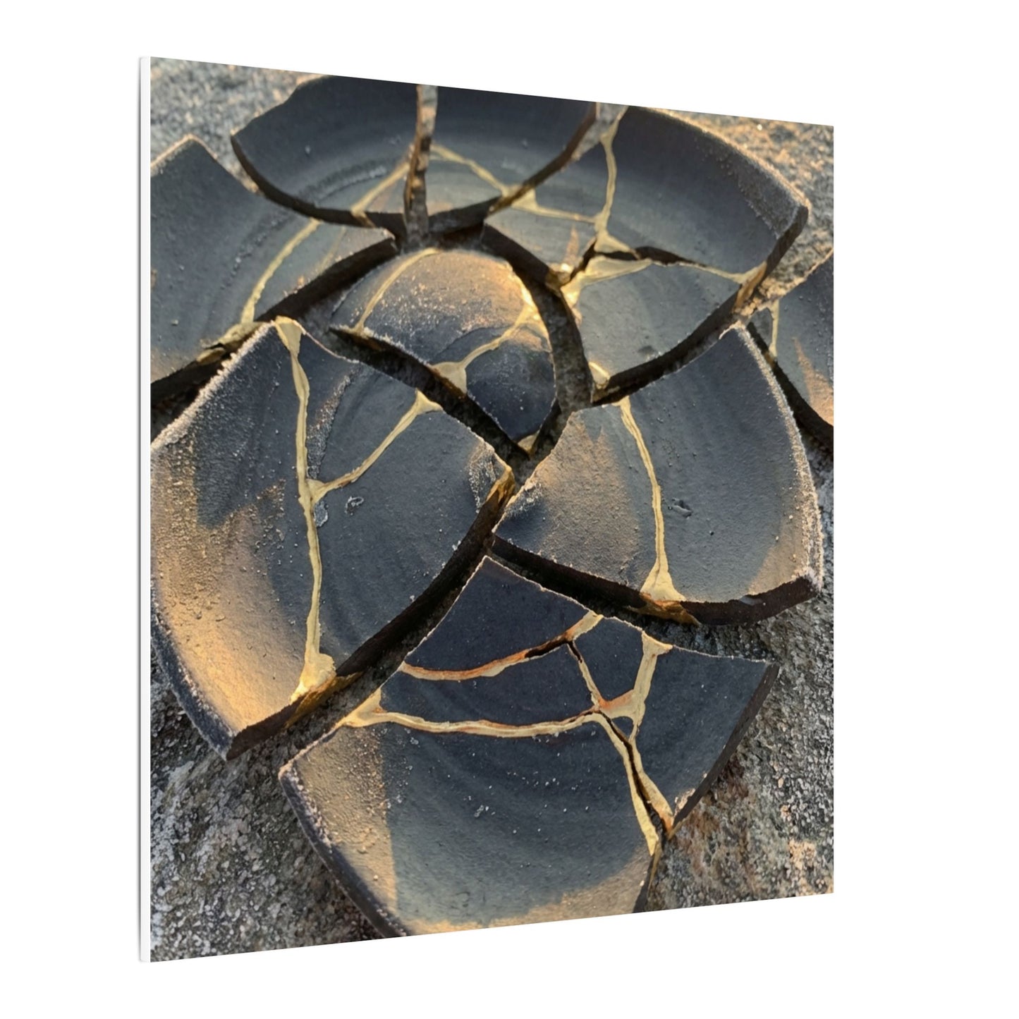 Broken Pottery Winter Canvas Art | Kintsugi Resilient Design