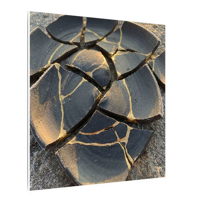 Broken Pottery Winter Canvas Art | Kintsugi Resilient Design
