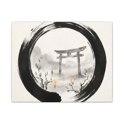 Spring Torii Gate Enso Canvas Art | Tranquil Decor