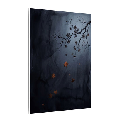 Autumn Cherry Blossom Charcoal Ink Canvas Art | Atmospheric Decor