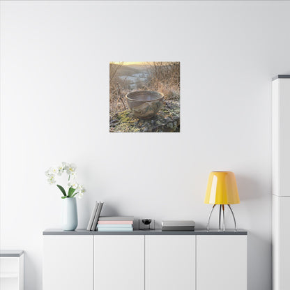 Golden Hour Ceramic Bowl Canvas Art - Japandi Shibui