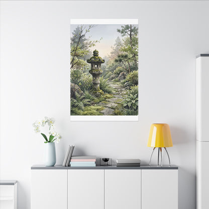 Neutral Stone Lantern Canvas Art - Watercolor Japandi
