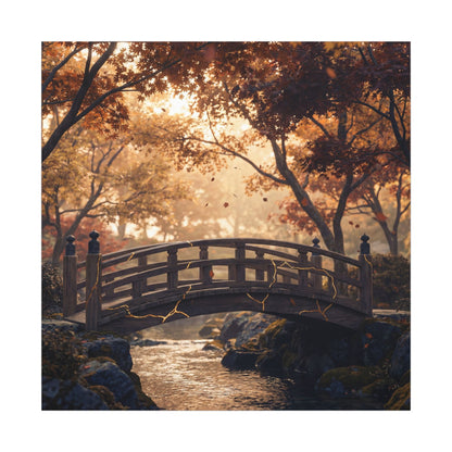 Autumn Wooden Bridge Gold Vein Canvas Art | Resilient Decor