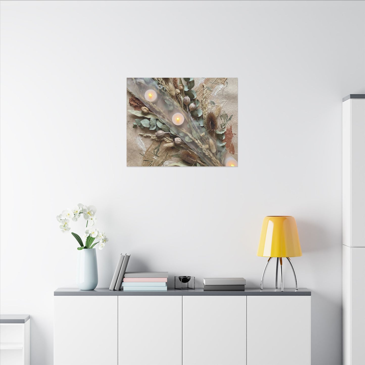 Candlelight Dried Flowers Canvas Art - Japandi Kanso