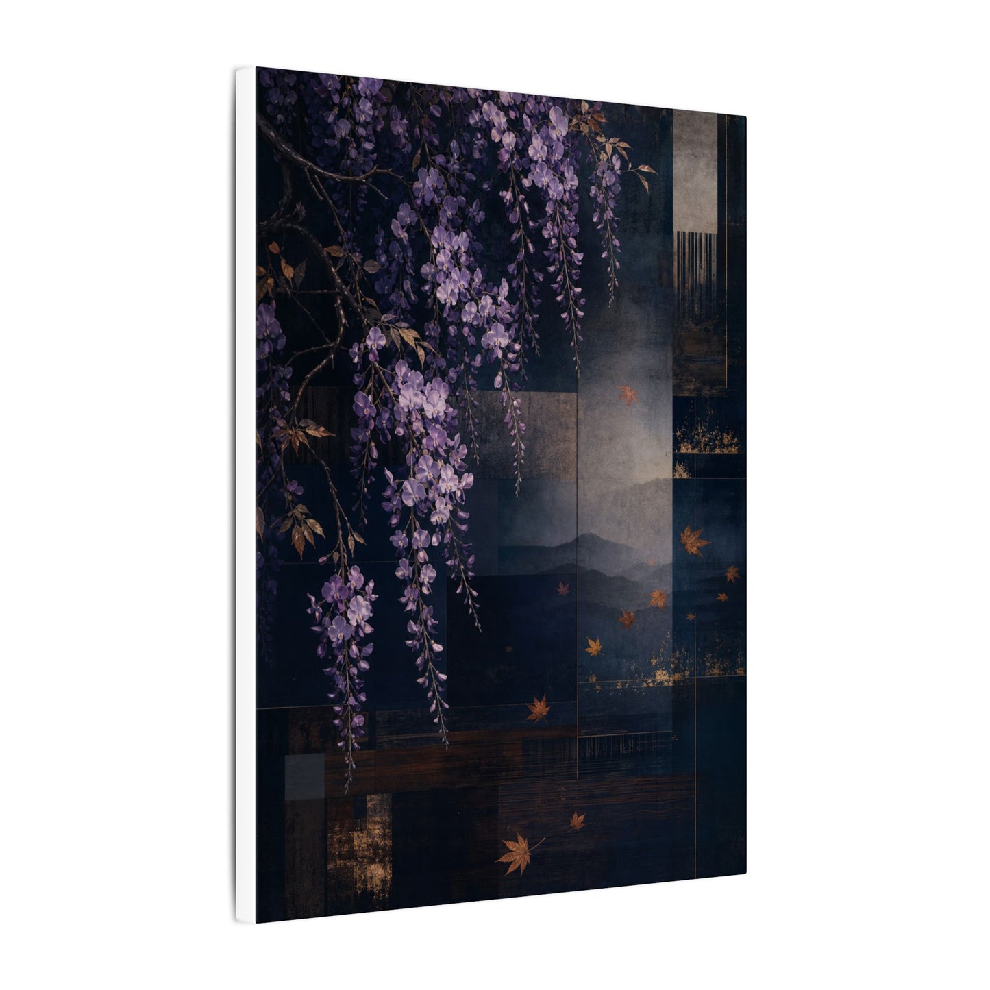 Dawn Wisteria Canvas Art - Dark Japandi Fukinsei