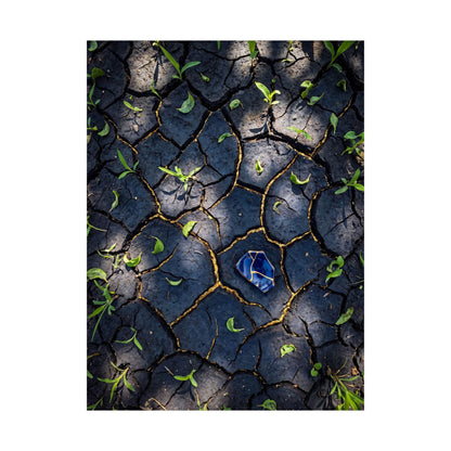 Cracked Earth Wall Art Print | Spring Dark Japandi Moody Minimal Art