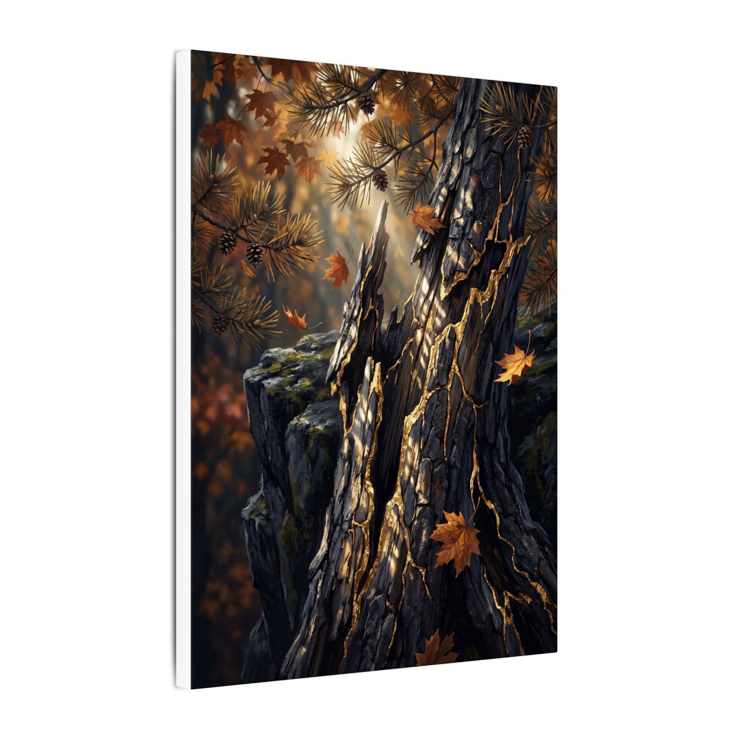 Pine Tree Autumn Canvas Art | Kintsugi Beautiful Design