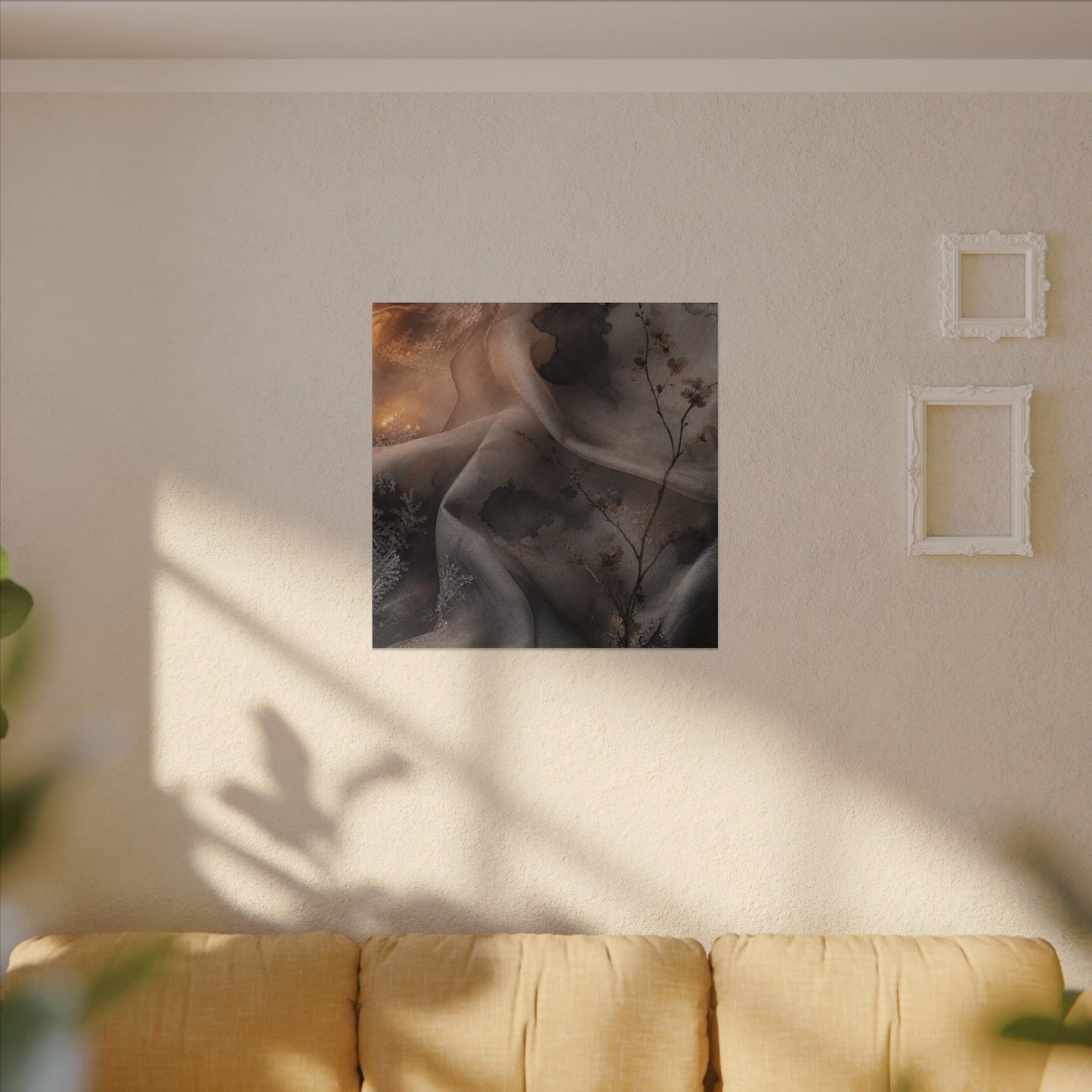 Japandi Silk Drape in Candlelight | Watercolor Canvas Art