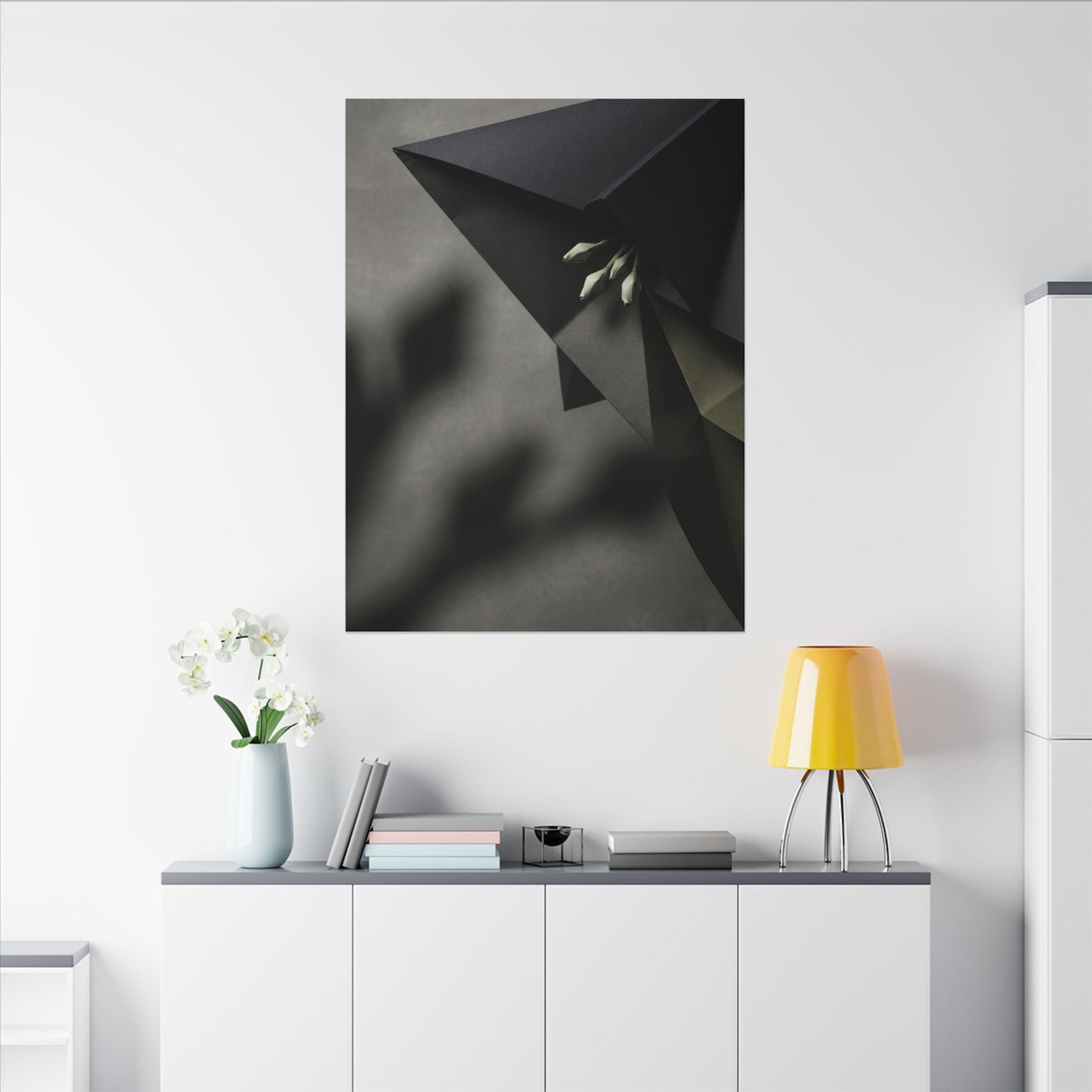 Paper Fold Moody Minimal Canvas Art | Luxurious Dark Japandi Art