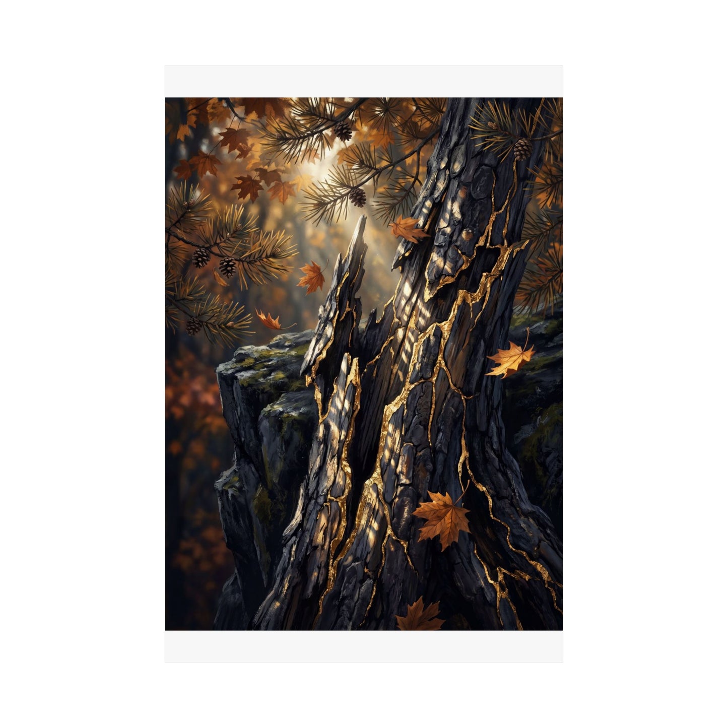 Pine Tree Autumn Wall Art Print | Kintsugi Beautiful Design