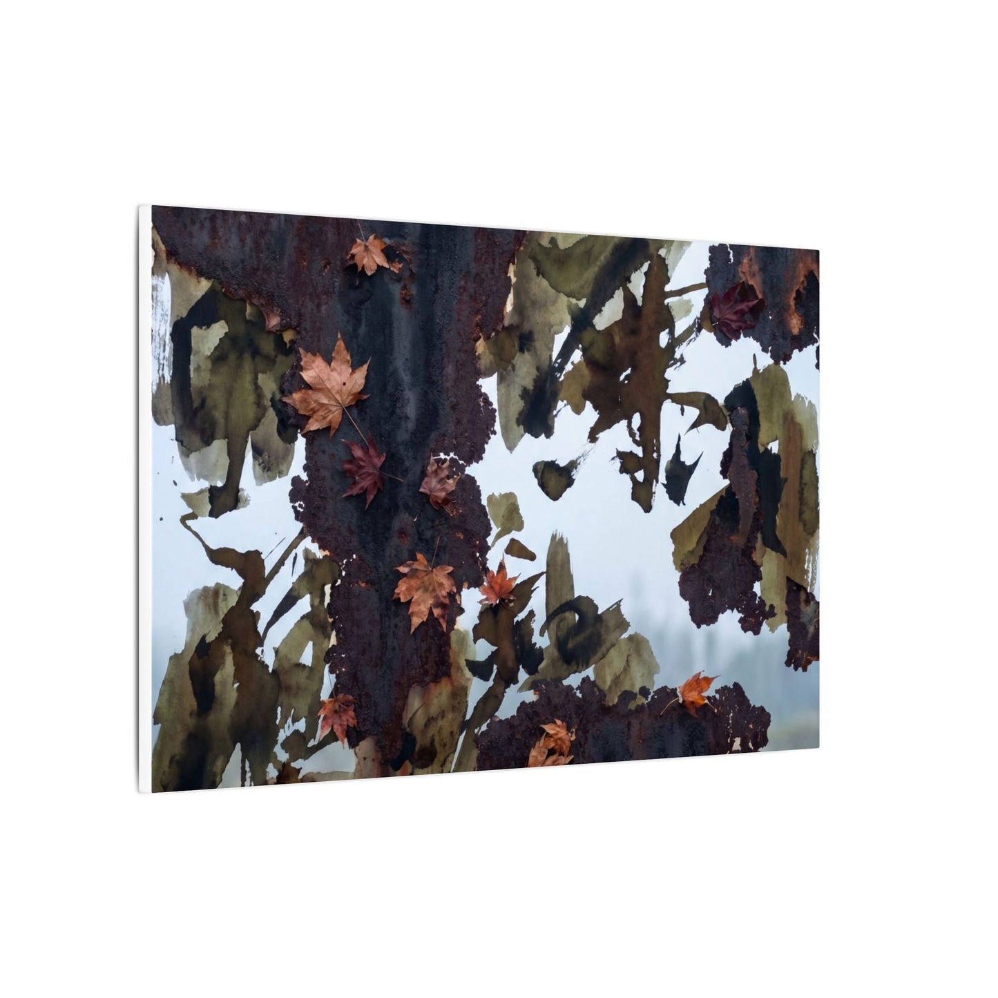 Rust Patina Charcoal Ink Canvas Art | Sophisticated Dark Japandi Art
