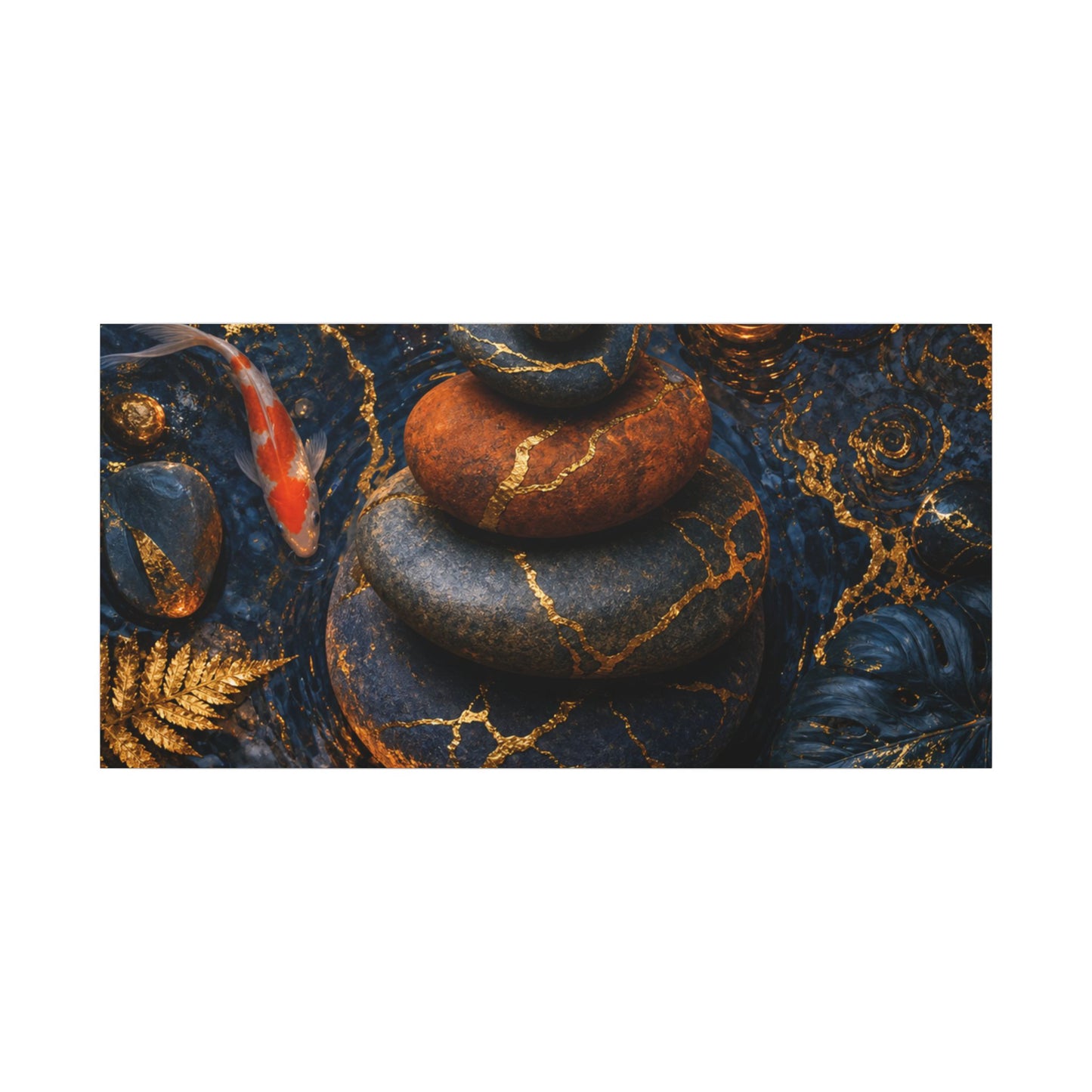 Summer River Stones Gold Vein Canvas Art | Resilient Decor
