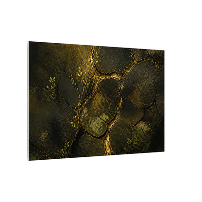 Shibui Cracked Earth Canvas Art - Dark Japandi Dark Texture