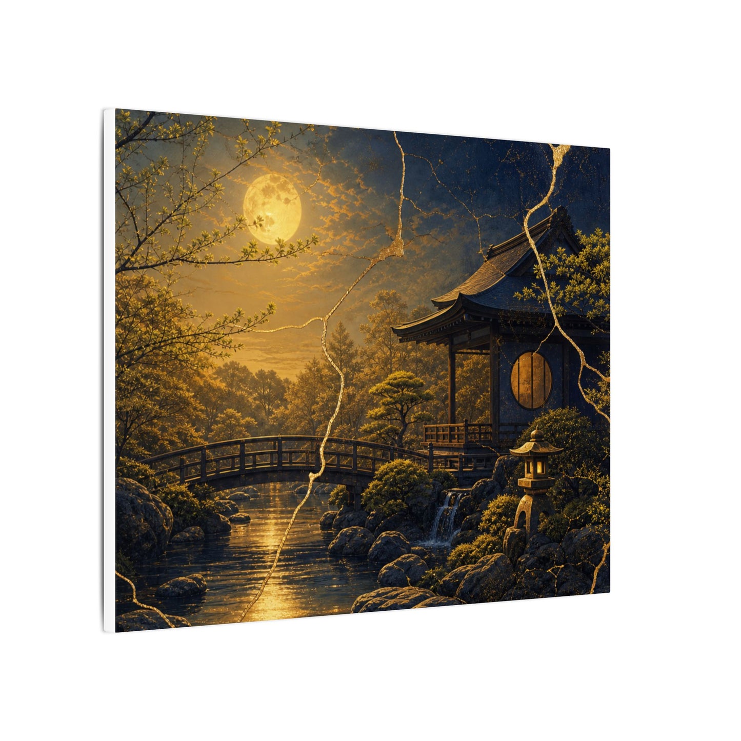 Spring Moonlit Garden Gold Vein Canvas Art | Resilient Decor
