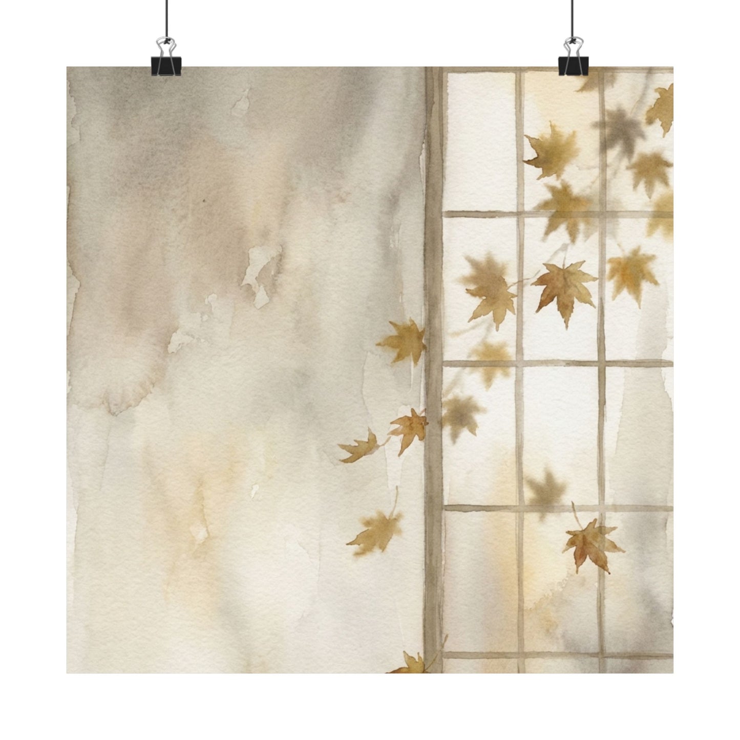Elegant Shoji Screen Wall Art Print - Watercolor Japandi