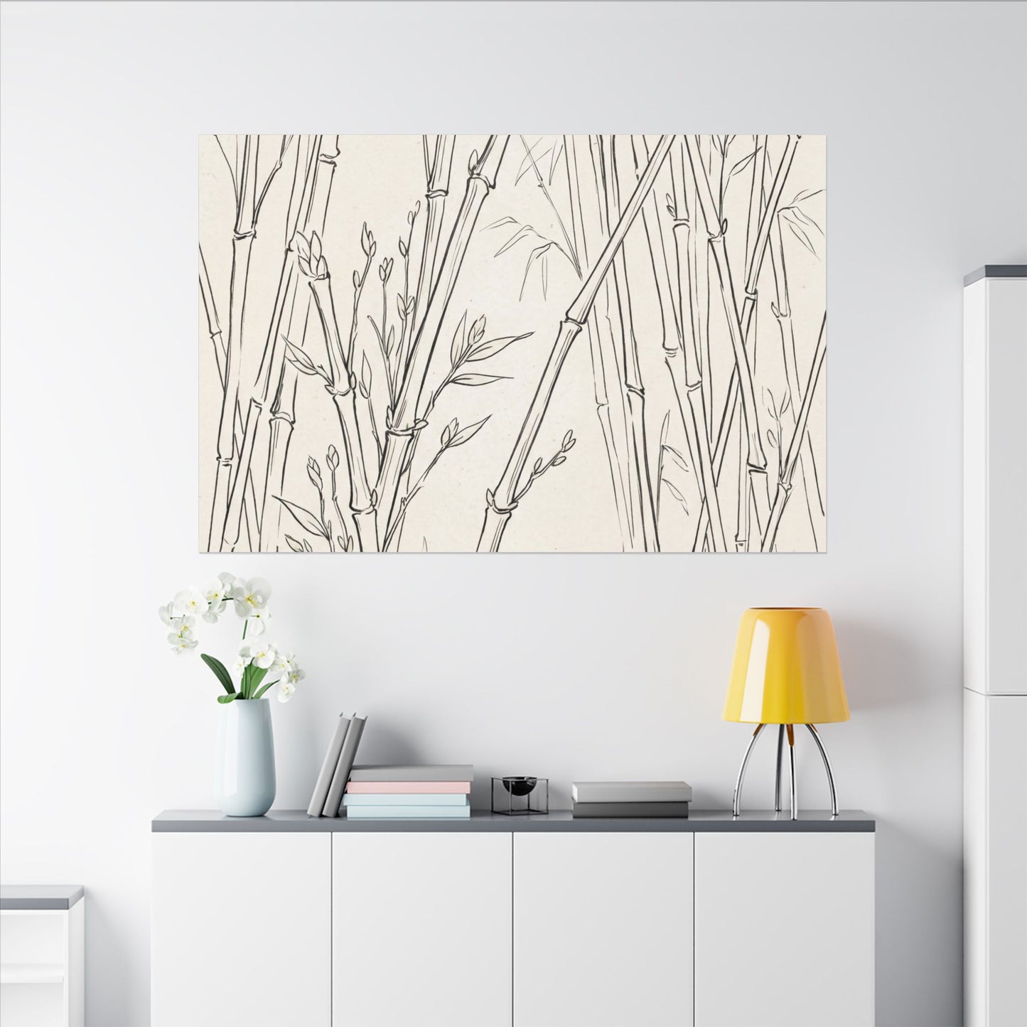 Candlelight Bamboo Grove Canvas Art - Japandi Fukinsei