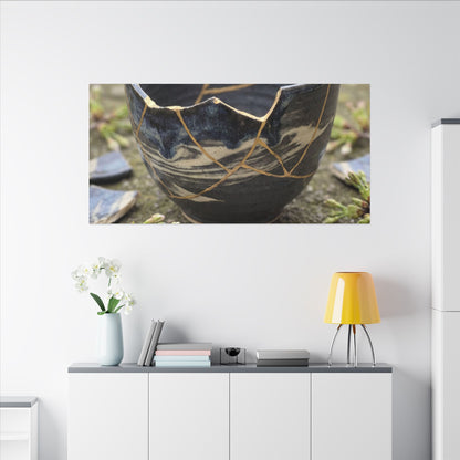Datsuzoku Ceramic Bowl Canvas Art - Kintsugi Gold Repair